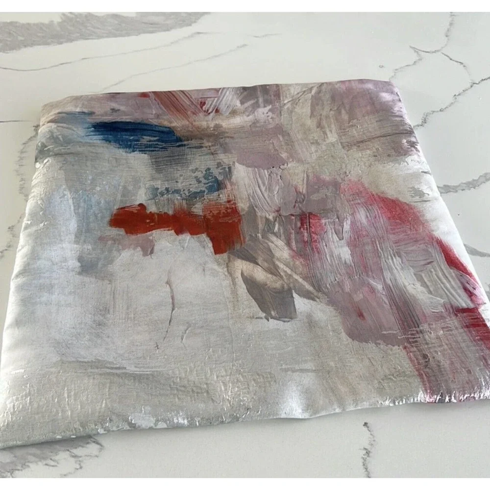 West Elm Ink Abstract Pillow Cover Blossom Brocade Paint Stroke